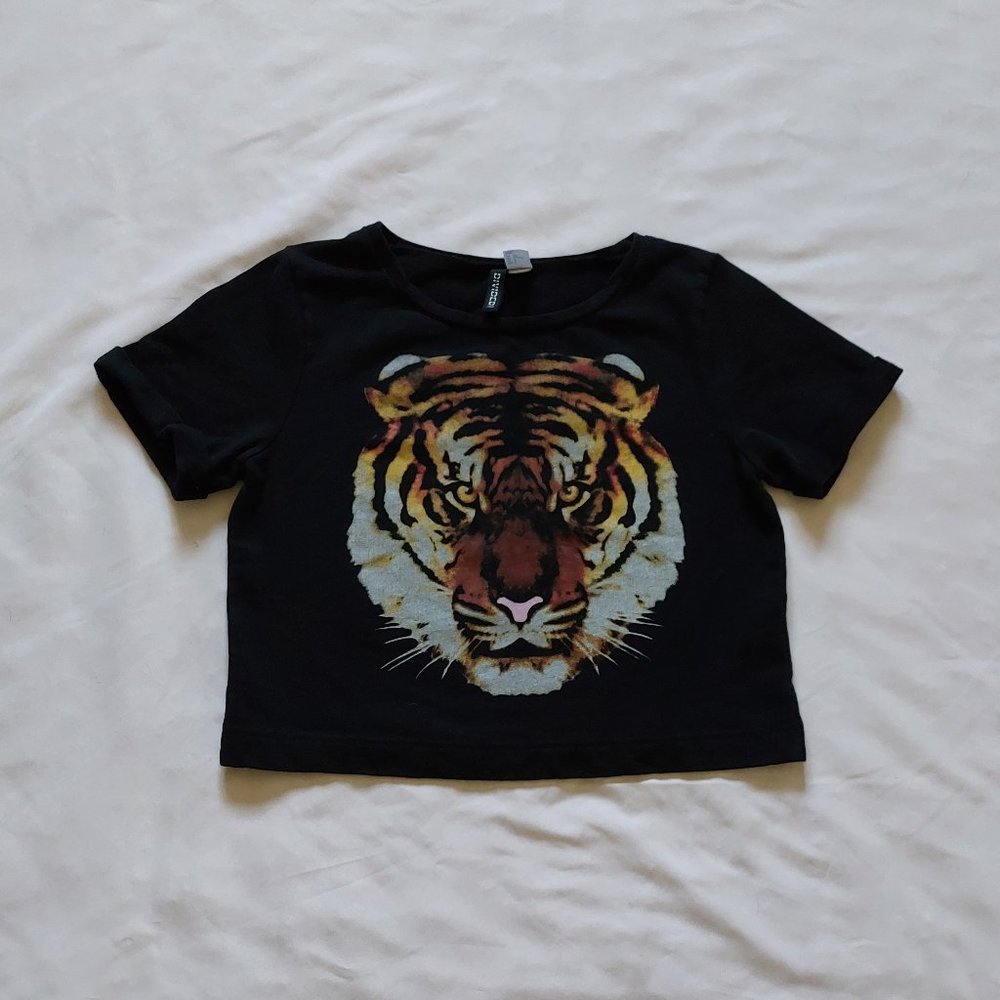 H&M Tiger Face Crop Top